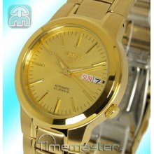 Seiko 5 Latest Mens Auto Gold Tone Face Day & Date Snka10k1