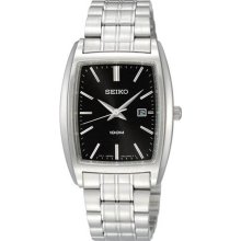 Seiko Black Dial Stainless Steel Mens Watch SXD841