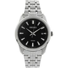 Seiko Casual Black Dial Stainless Steel Mens Watch Sgeg05