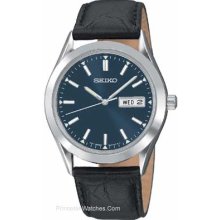 Seiko Day/Date Watch - Stainless - Blue Face - Leather Strap SGFA03