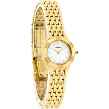 Seiko Diamond Ladies MOP Gold Tone Bracelet Dress Quartz Watch SUJC44