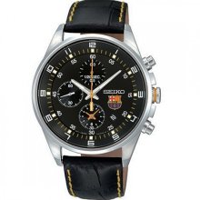 Seiko F.C. Barcelona Black Leather 100m Watch SNDD25P1 SNDD25