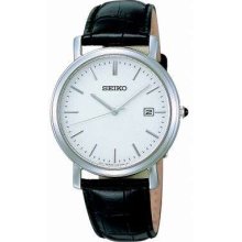 Seiko Gents Black Leather Strap SKK645P1 Watch
