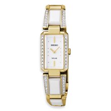 Seiko Ladies Gold-Tone Solar Tressia w/Crystals Watch