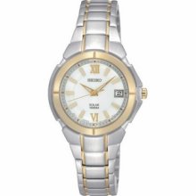 Seiko Ladies Two Tone Oval White Dial Watch