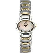 Seiko Pulsar Womens Two-tone Silver & Gold Watch Peg501 - Mother Of Pearl Dial