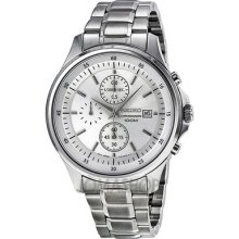 Seiko Silver Dial Chronograph Stainless Steel Mens Watch Snde17