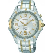 Seiko Snq124p1 Men $375 Coutura Perpetual Silver Dial Ss Quartz Watch