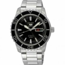 Seiko SNZH55 Mens Stainless Steel Seiko 5 Sports Automatic Black Dial