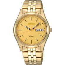 Seiko Solar Champagne Dial Mens Watch SNE036 ...