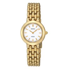 Seiko Solar Gold-tone Bracelet White Dial Women's watch #SUP022
