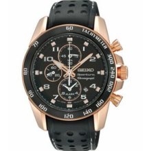 Seiko Sportura Alarm Chronograph Watch W/ Copper Accents