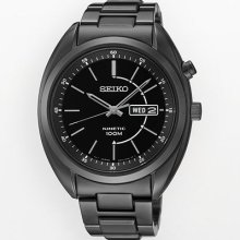Seiko Stainless Steel Black Ion Kinetic Watch - Smy133 - Men