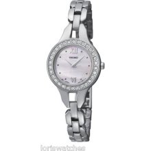 Seiko Sujg63 Women's Stainless Steel Solar Crystal Watch, Bracelet Gift Set