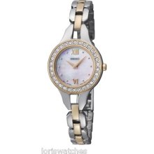 Seiko Sujg66 Women's Two Tone Steel Solar Watch With Swarovski Crystals