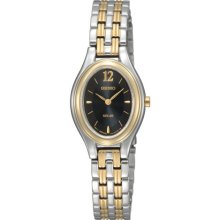 Seiko SUP016 Solar Ladies Watch Black Dial 2-tone Case