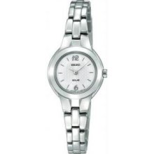 Seiko Sup023 Womens Dress White Dial Solar Quartz Watch