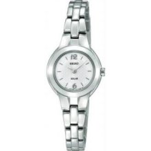 Seiko Sup023 Womens Dress White Dial Solar Quartz Watch