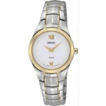 Seiko SUP108 Womens Two Tone Stainless Steel Solar Quartz White Dial