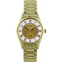 Seiko Sxdc44 Womens Gold Tone Stainless Steel Dress Quartz Link Bracelet Watch
