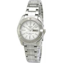 Seiko SYMH73 Womens Stainless Steel Seiko 5 Automatic Silver Tone Dial