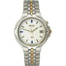 Seiko Two-Tone White Textured Dial Men's Watch #SKH196