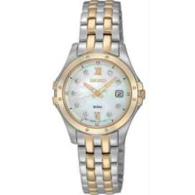 Seiko Watch Sxde22 Women's Two Tone Mop Dial Hour Markers