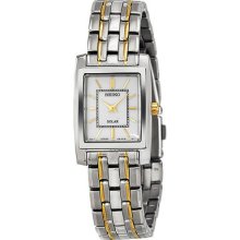 Seiko White Dial Two Tone Steel Solar Ladies Watch Sup079