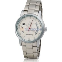 SH Men's Mechanical Wrist Watch with Stainless Steel Case & Band, Round Dial