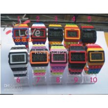 Shhors Digital Watch Night Light Waterproof Plastic Jelly Candy Rain