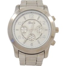 Silver Geneva Watch Oversized For Women Or Men