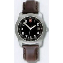 Small Black Dial Field Watch W/ Brown Leather Strap