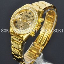 Soki Gold Womens Lady Analog Quartz Wrist Band Battery Fashion Watch W115