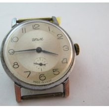 Soviet mens watch ZIM (Pobeda). Russian vintage wrist watch 70-s,Silver dial