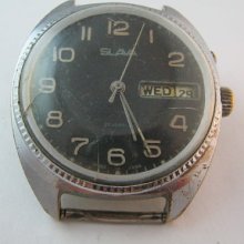 Soviet watch Slava with the number 666 Mechanical Mens watch. USSR 80s.