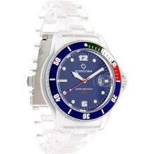 Spazio24 Cool Mens 40mm Blue Dial Red Silver Green Bezel Quartz Watch L4d043-01B