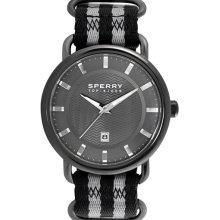 Sperry Top-Sider 'Striper' Round Nylon Strap Watch, 45mm Black/ Grey/ Gunmetal