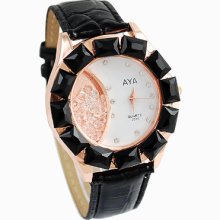Square Man-made Crystal Dial Embossed Band Casual Women's Modern Watch