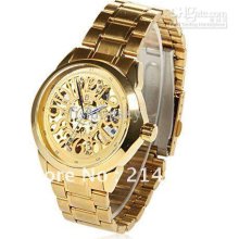 Stainless Steel Automatic Mechanical Wristwatch Watch See-through In