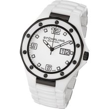 Stuhrling 154 Men's Swiss Made Apocalypse Noir Date Whtie/black Ceramic Watch