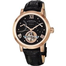 Stuhrling 372 33451 Saturn Spirit Automatic Black Dial Rose-gold Pltd Mens Watch