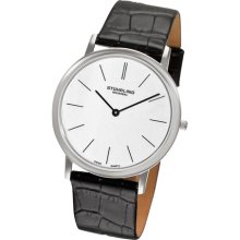 Stuhrling 601 33152 Classic Ascot Slim Swiss White Dial Leather Mens Watch