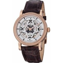 Stuhrling Original 150A2.334K3 Mens Symphony Automatic Rose Tone Caseandamp;#44; White Dial on Brown Leather Strap