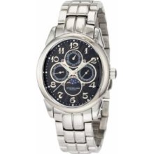 Stuhrling Original 173B.33111 Mens Aviator Calendar Pro Swiss Quartz Stainless Steel Case with Black Dial on Stainless Steel Bracelet