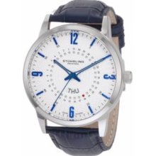 Stuhrling Original 345.3315C16 Mens Classic Jupiter Swiss Quartz with Stainless Steel Case Silvertone Dial and Blue Strap Watch