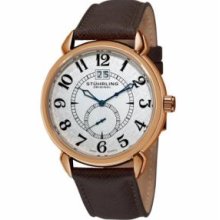 Stuhrling Original 50E.3345K2 Mens Eternity Swiss Quartz with Rosegold Case Silvertone Dial and Brown Strap Watch