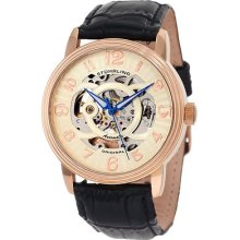 Stuhrling Original Men's Classic Delphi Omega Rosetone Automatic Skeleton Watch