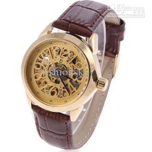 Stylish Auto Automatic Mechanical Leather Wrist Watch With 12 Arabic