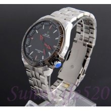 Stylish Crown Silver Stainless Steel Mens Women Lady Japanese Quartz Wrist Watch