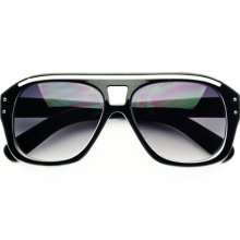 Stylish Hip Retro Flat Top Aviator Sunglasses Shades In Black White A273